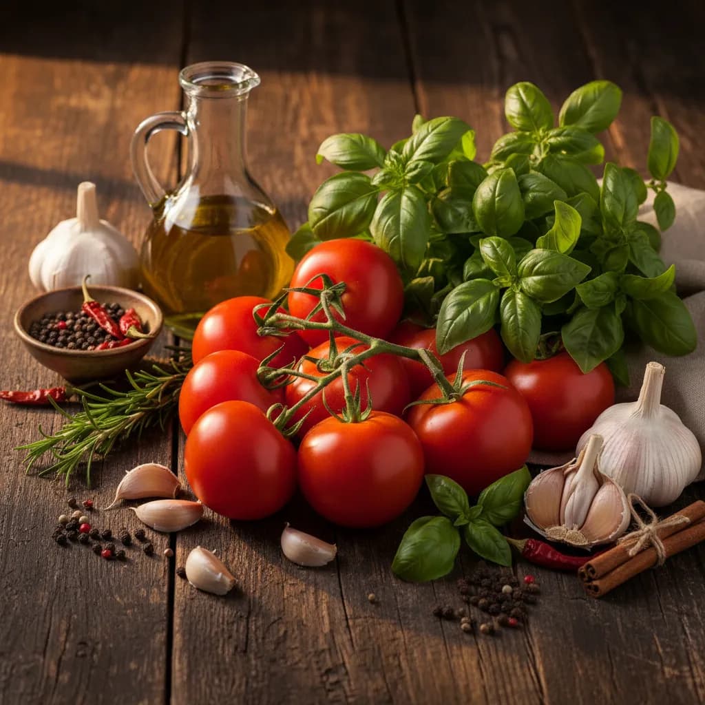 Fresh whole ingredients arranged on a rustic surface representing clean label simplicity