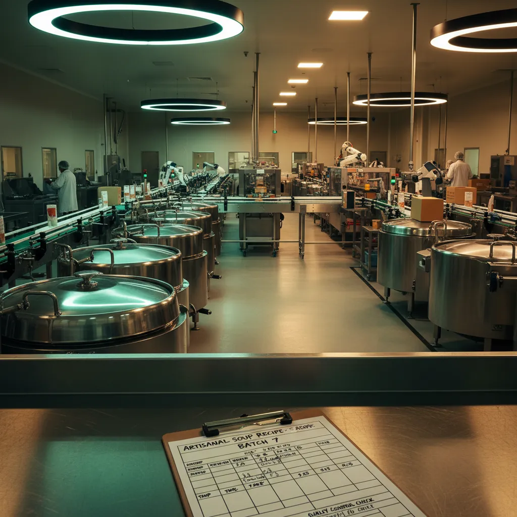 Production facility with kettles and packaging lines where co-packers bring recipes to life